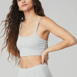 ALO Ribbed Crop Whispers Bra Tank Medium